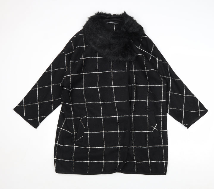 Bonmarché Womens Black Striped Jacket Size 16 Snap