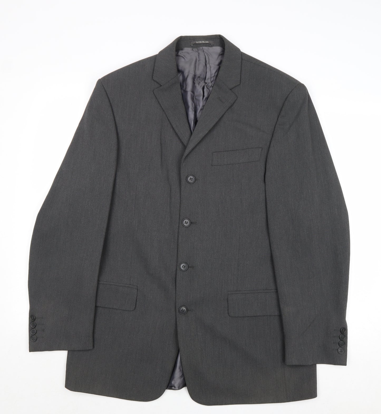 River Island Mens Grey Polyester Jacket Suit Jacket Size 40 Regular