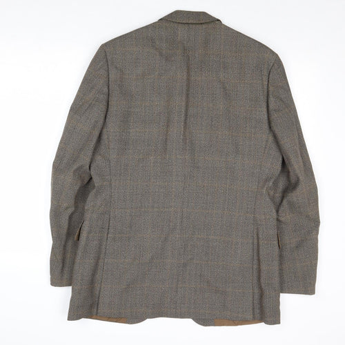 Sumrie Mens Grey Plaid Wool Jacket Blazer Size 38 Regular