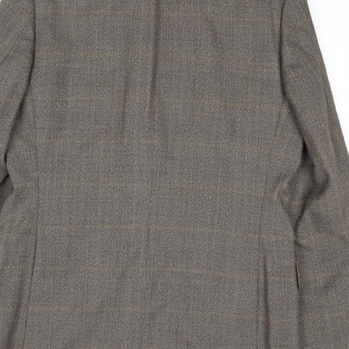 Sumrie Mens Grey Plaid Wool Jacket Blazer Size 38 Regular