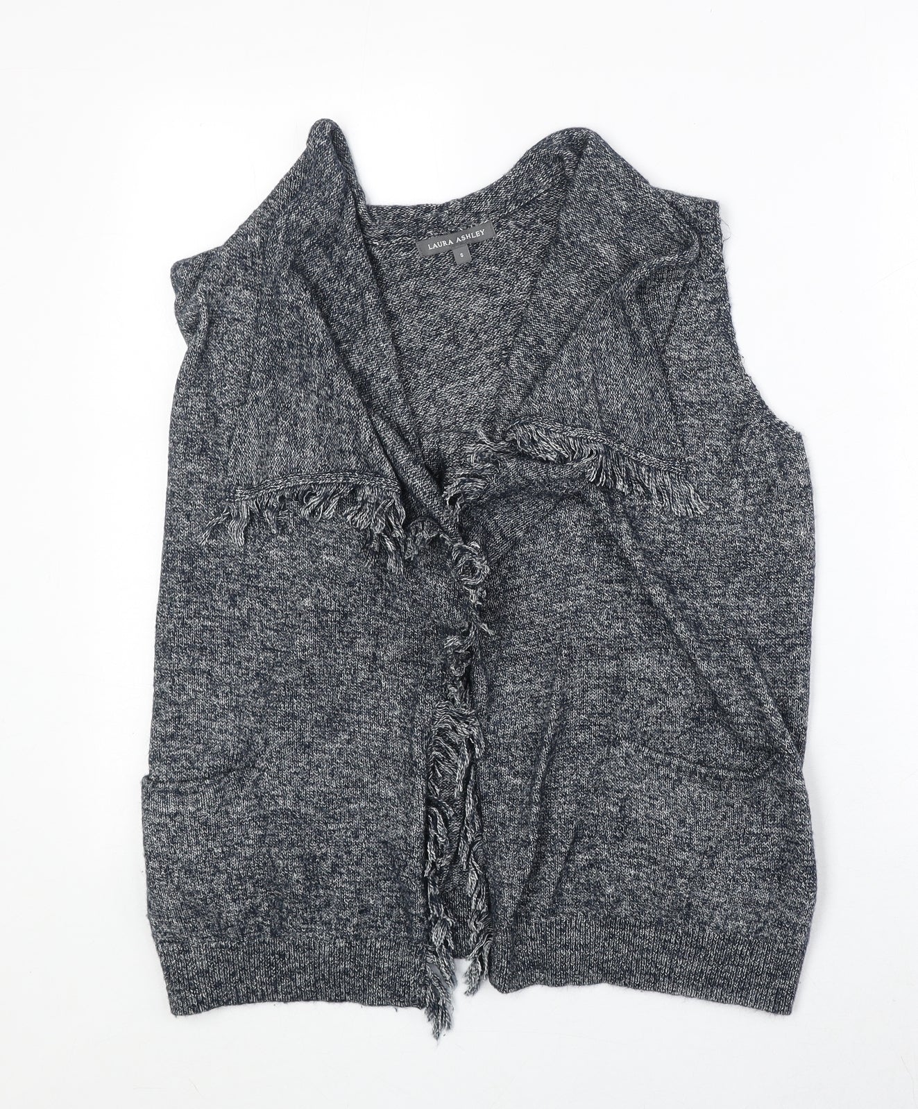 Laura Ashley Womens Grey Collared Cotton Cardigan Jumper Size S