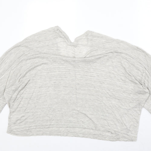 NEXT Womens Grey V-Neck Viscose Pullover Jumper Size L