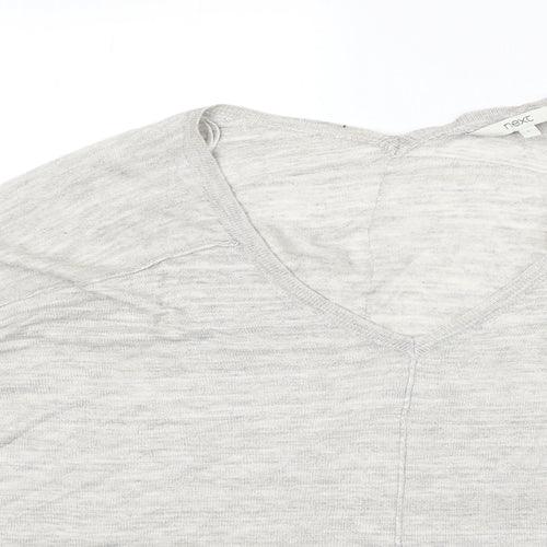 NEXT Womens Grey V-Neck Viscose Pullover Jumper Size L