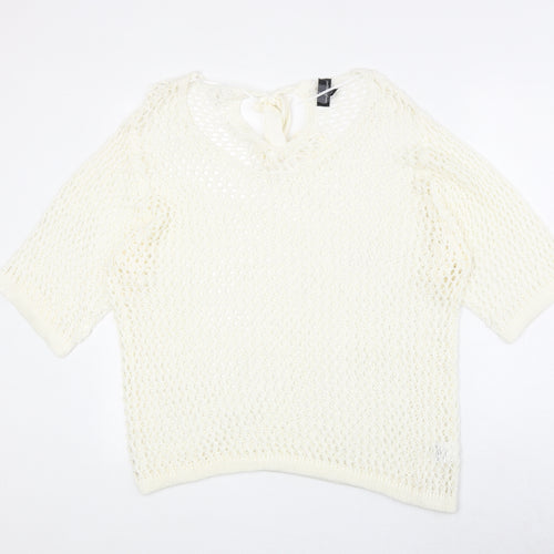 Kappahl Womens Ivory Scoop Neck Acrylic Pullover Jumper Size 16