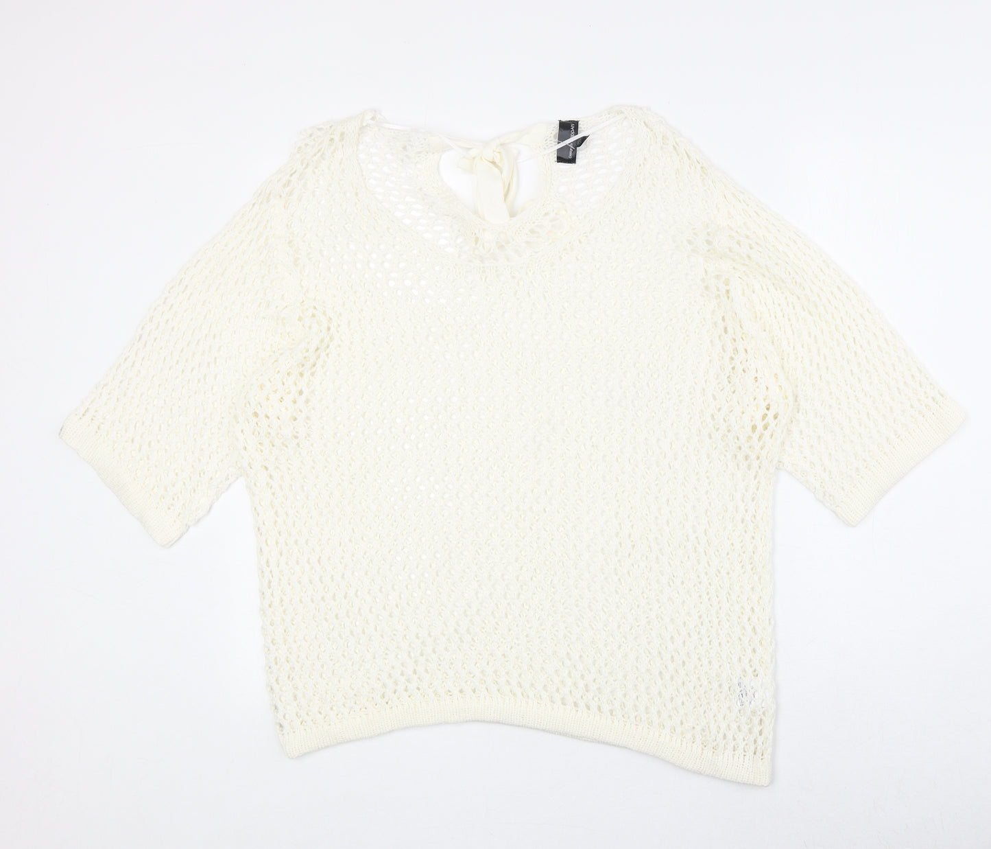 Kappahl Womens Ivory Scoop Neck Acrylic Pullover Jumper Size 16