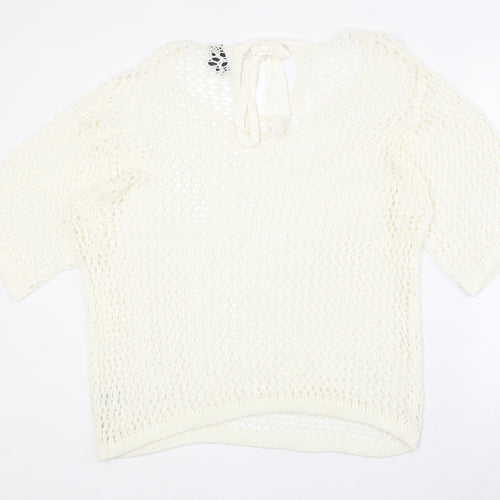 Kappahl Womens Ivory Scoop Neck Acrylic Pullover Jumper Size 16