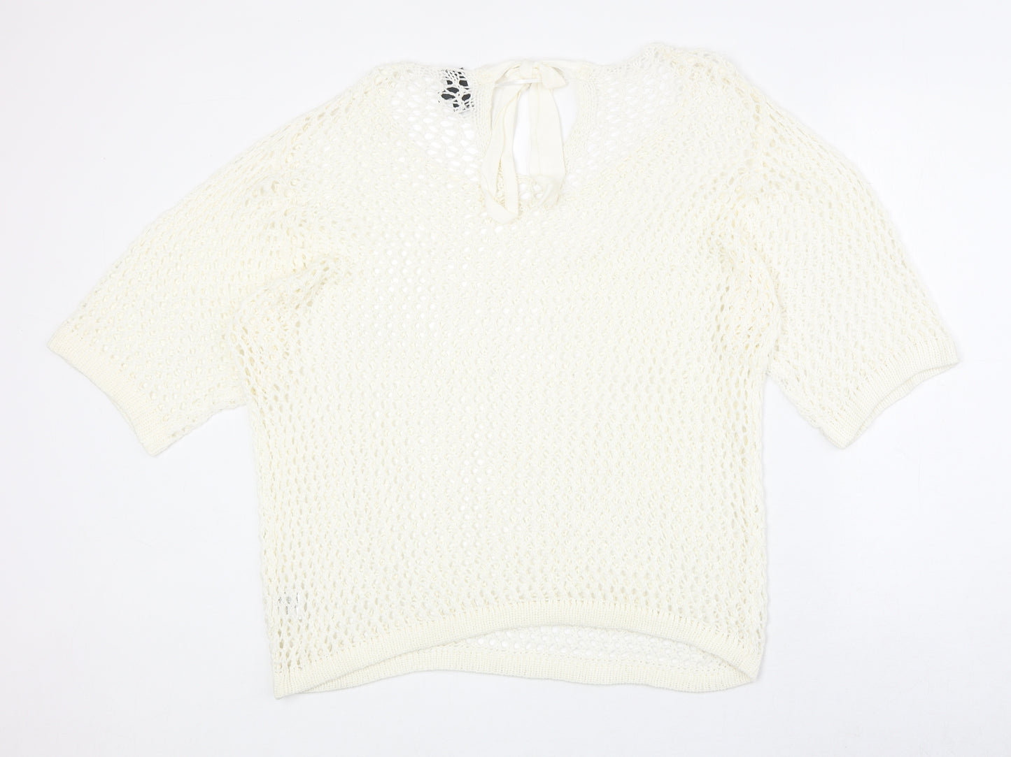 Kappahl Womens Ivory Scoop Neck Acrylic Pullover Jumper Size 16