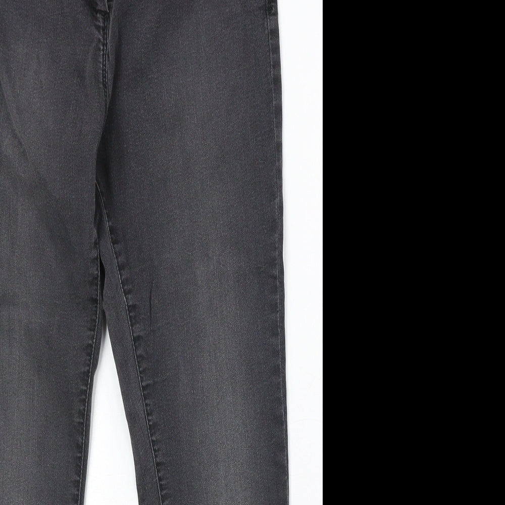 Marks and Spencer Womens Black Herringbone Cotton Skinny Jeans Size 12 Regular Zip
