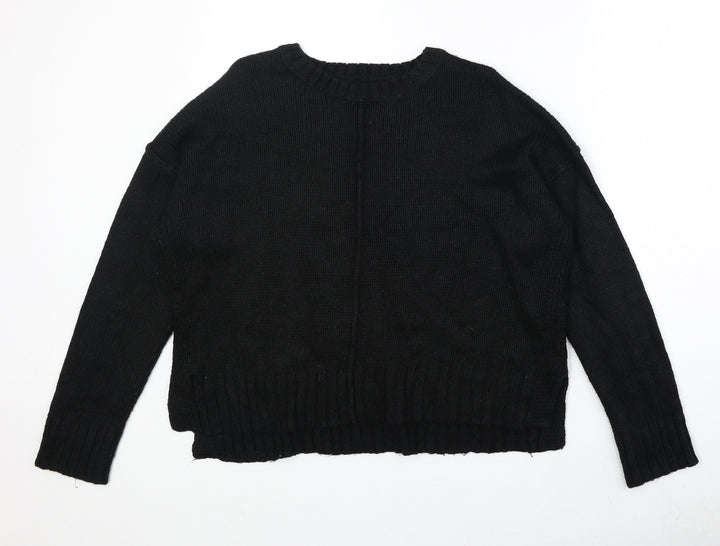 New Look Womens Black Round Neck Acrylic Pullover Jumper Size S