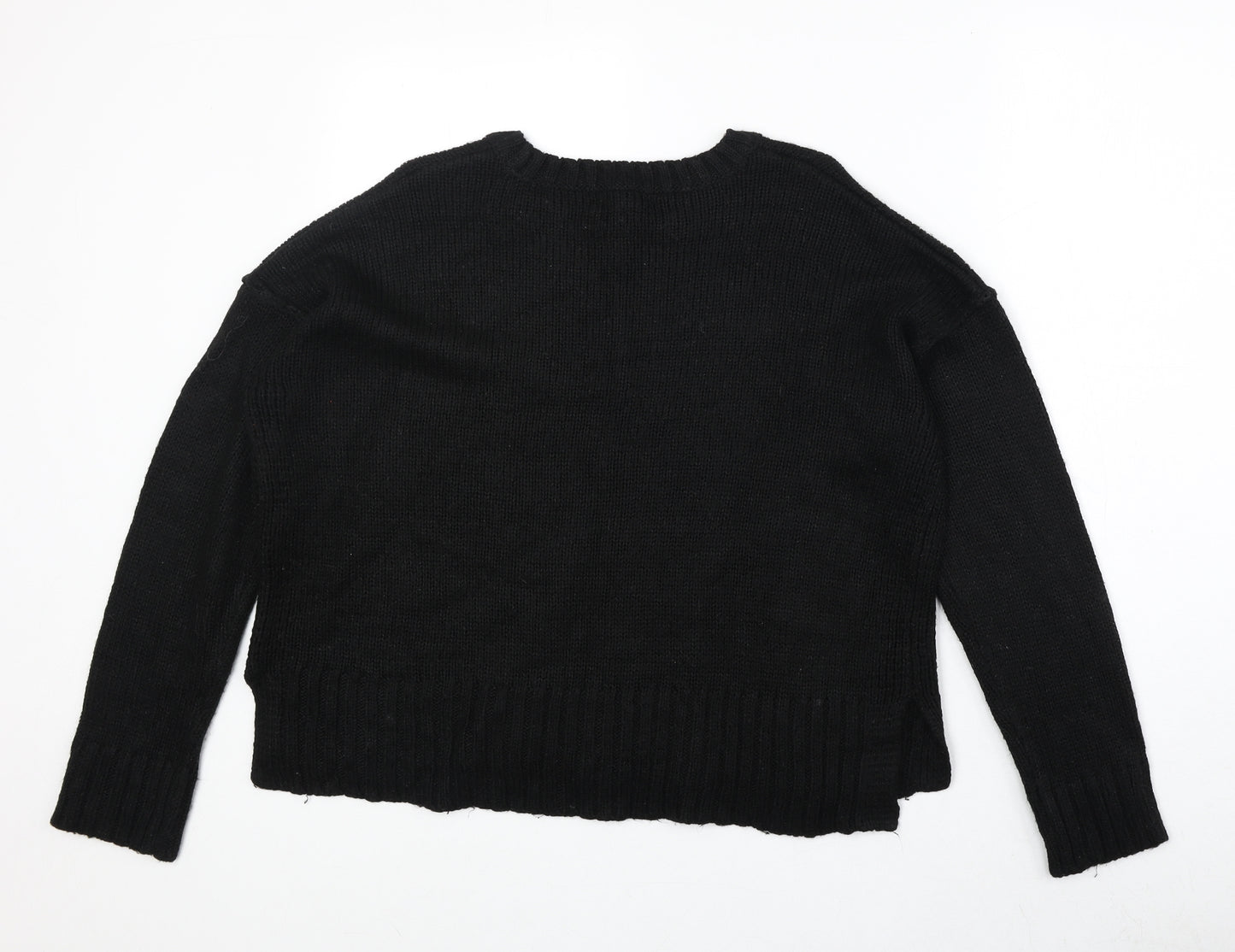 New Look Womens Black Round Neck Acrylic Pullover Jumper Size S
