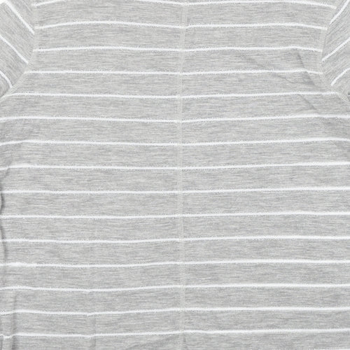 NEXT Womens Grey Striped Polyester Basic T-Shirt Size 14 Mock Neck