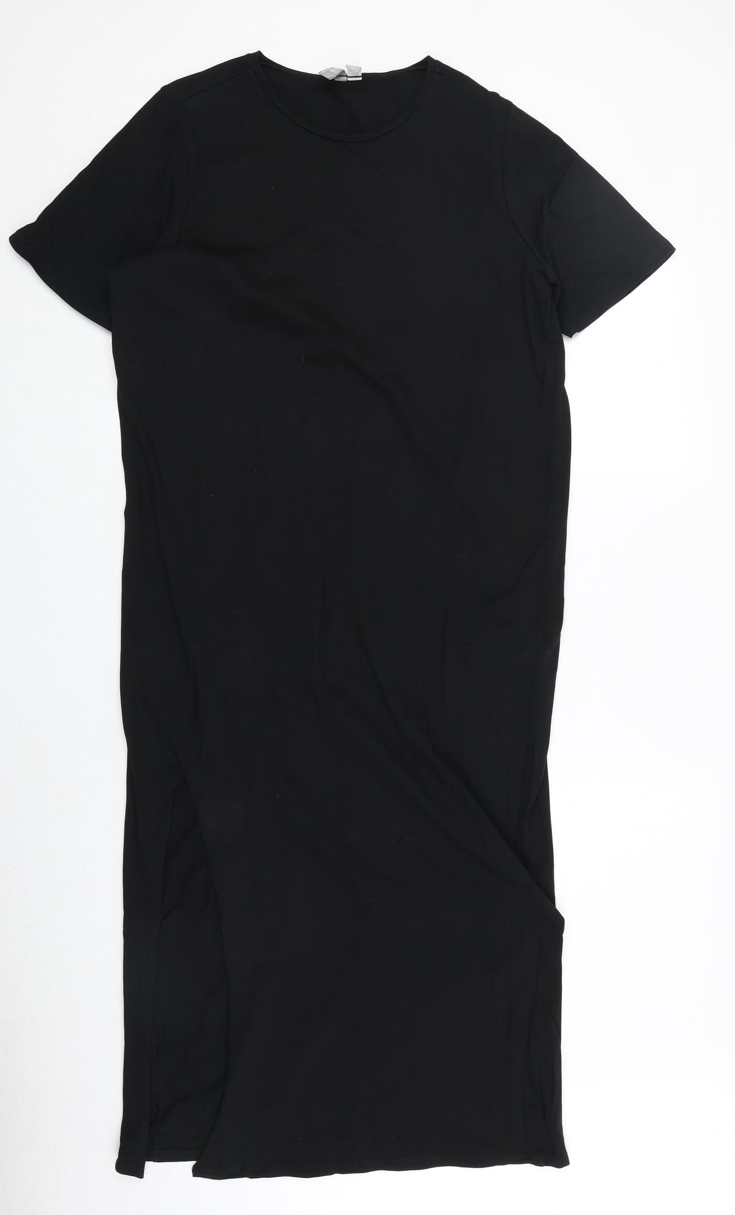 ASOS Womens Black 100% Cotton T-Shirt Dress Size 12 Round Neck Pullover