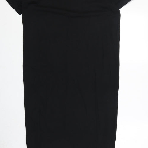 ASOS Womens Black 100% Cotton T-Shirt Dress Size 12 Round Neck Pullover