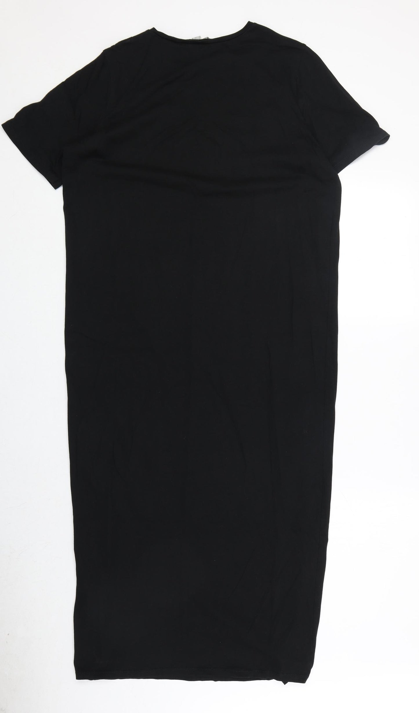 ASOS Womens Black 100% Cotton T-Shirt Dress Size 12 Round Neck Pullover