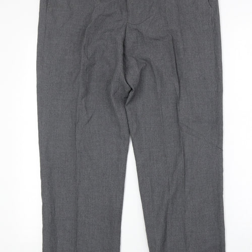 Burton Mens Grey Striped Polyester Dress Pants Trousers Size 36 in Regular Zip