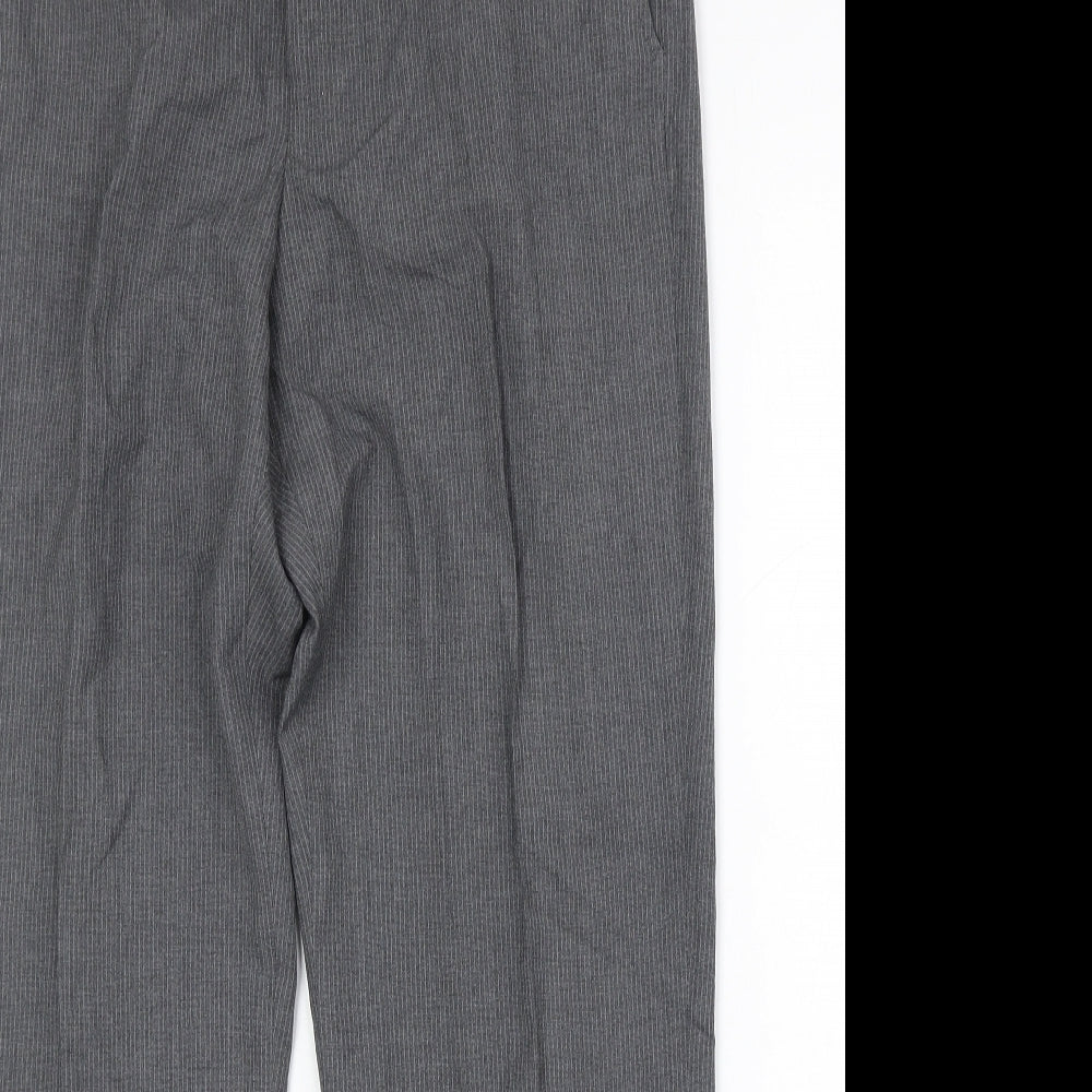 Burton Mens Grey Striped Polyester Dress Pants Trousers Size 36 in Regular Zip