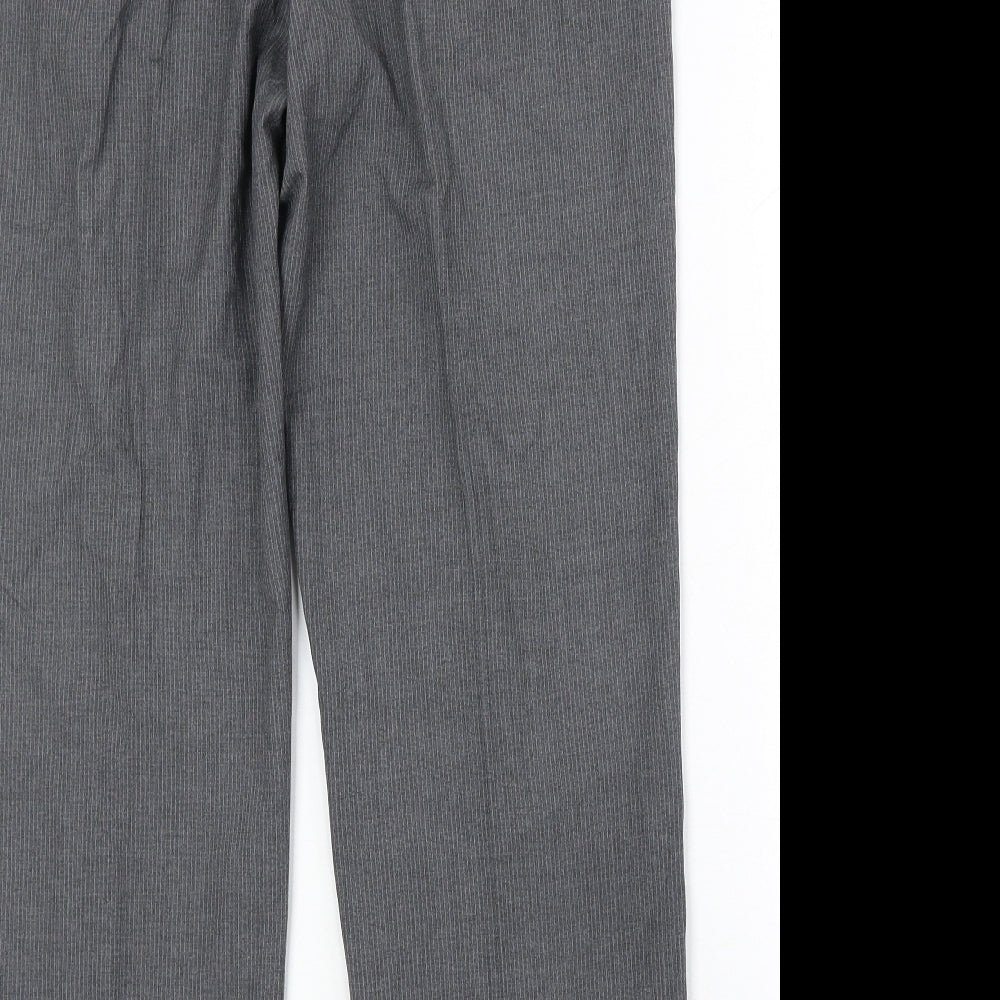 Burton Mens Grey Striped Polyester Dress Pants Trousers Size 36 in Regular Zip