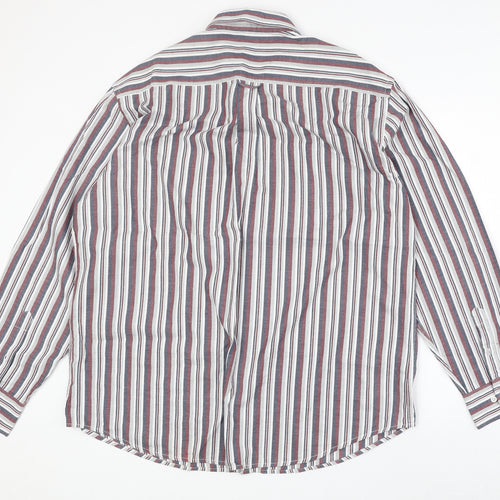 Peter Gribby Mens Multicoloured Striped Cotton Button-Up Size 2XL Collared Button