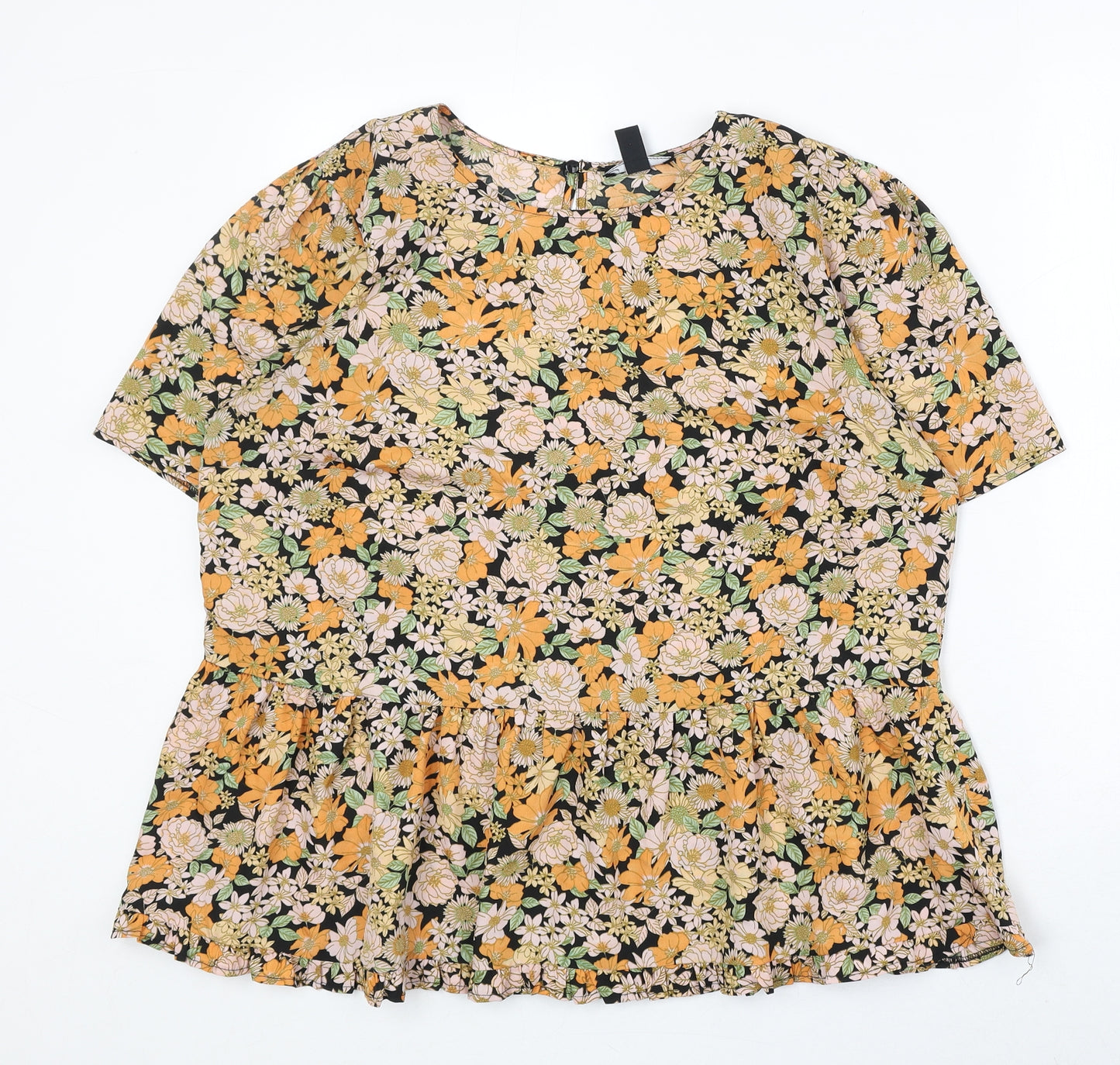New Look Womens Multicoloured Floral Polyester Basic Blouse Size 18 Round Neck