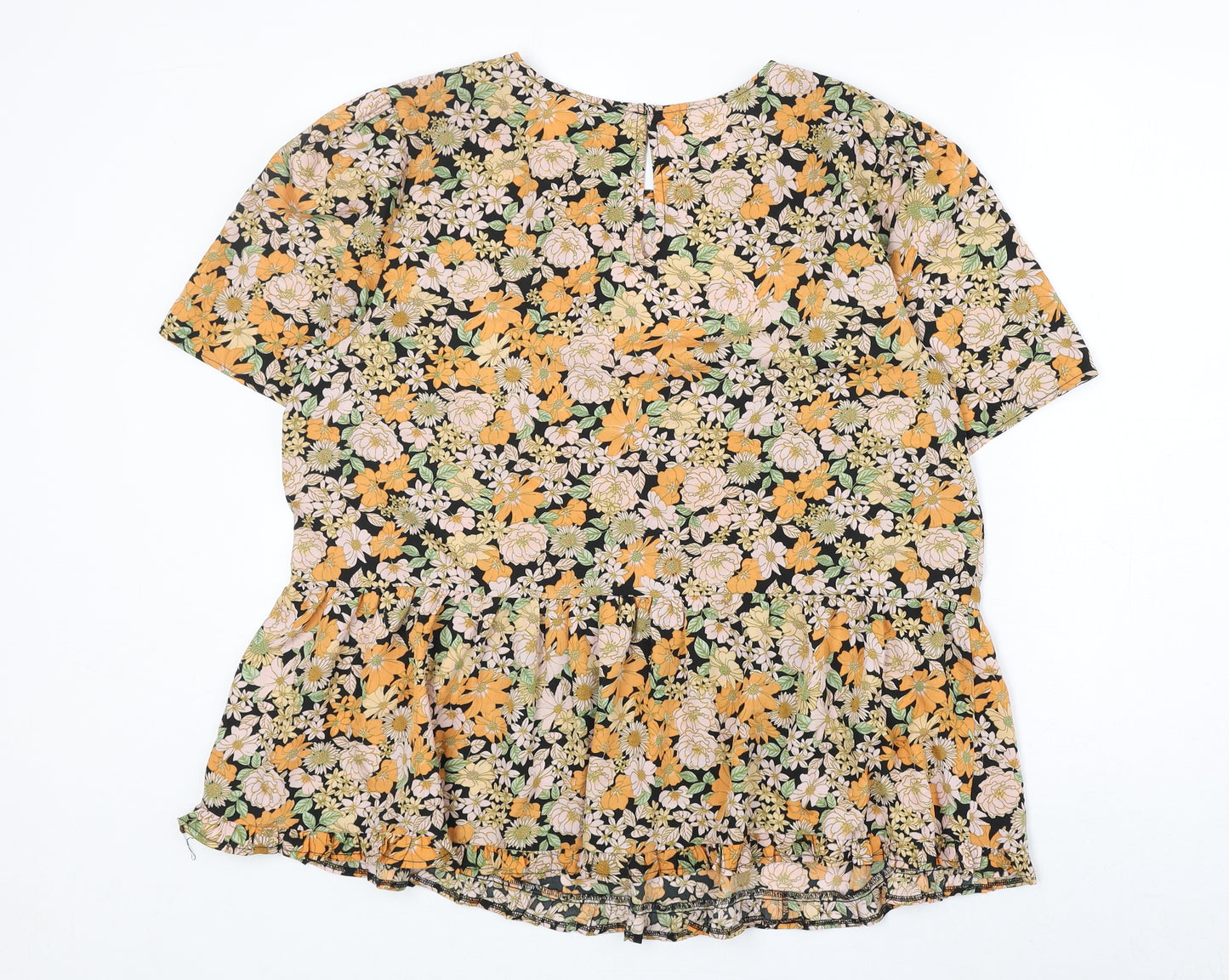 New Look Womens Multicoloured Floral Polyester Basic Blouse Size 18 Round Neck