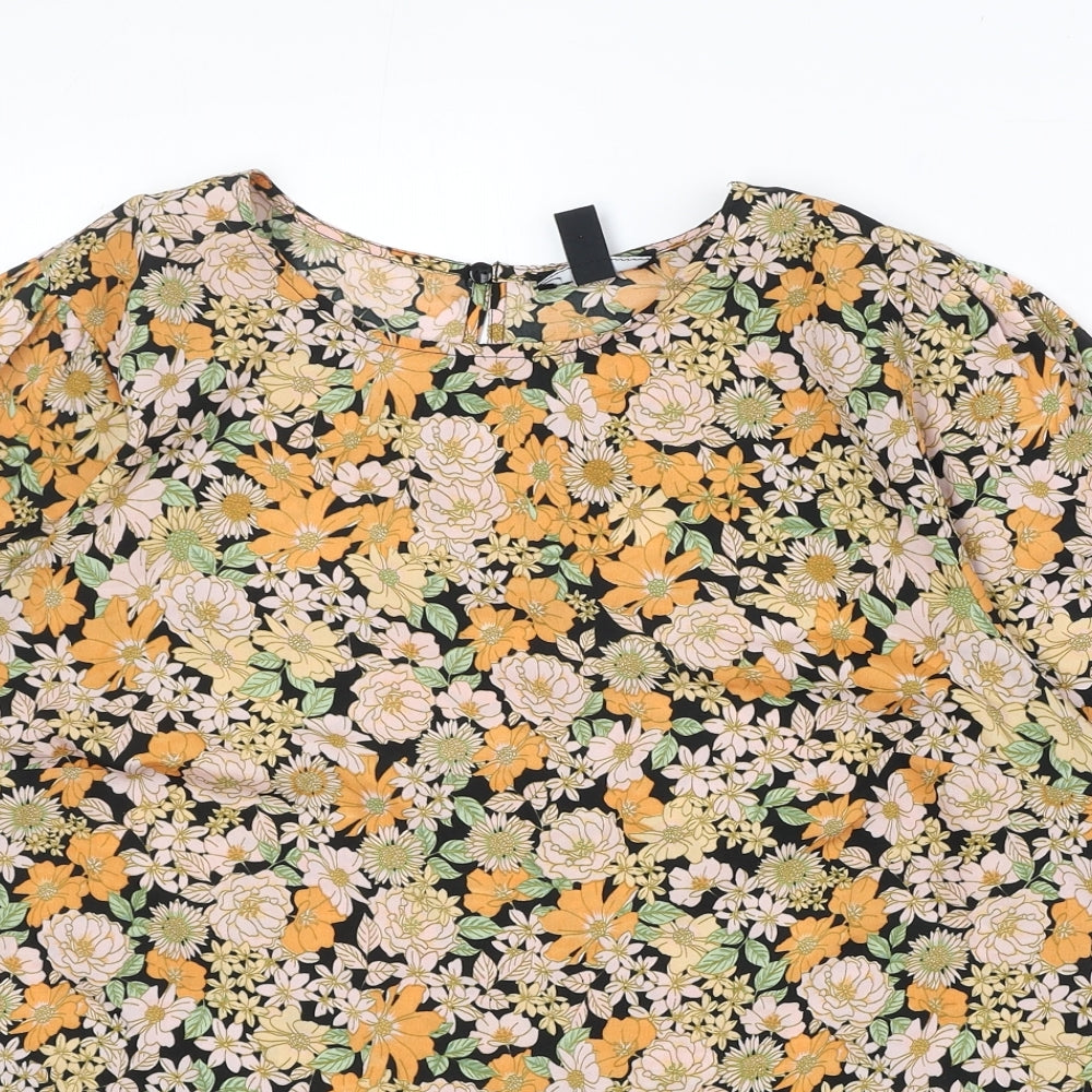 New Look Womens Multicoloured Floral Polyester Basic Blouse Size 18 Round Neck