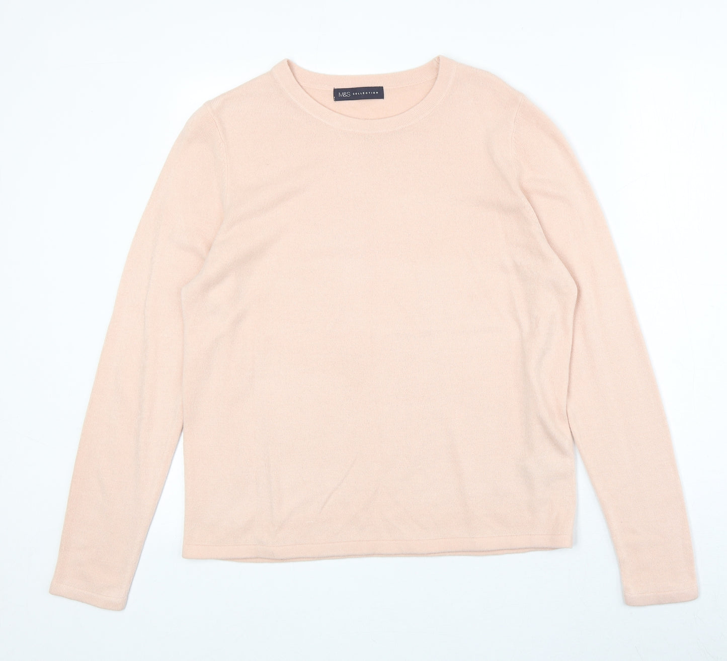 Marks and Spencer Womens Pink Round Neck Acrylic Pullover Jumper Size 14