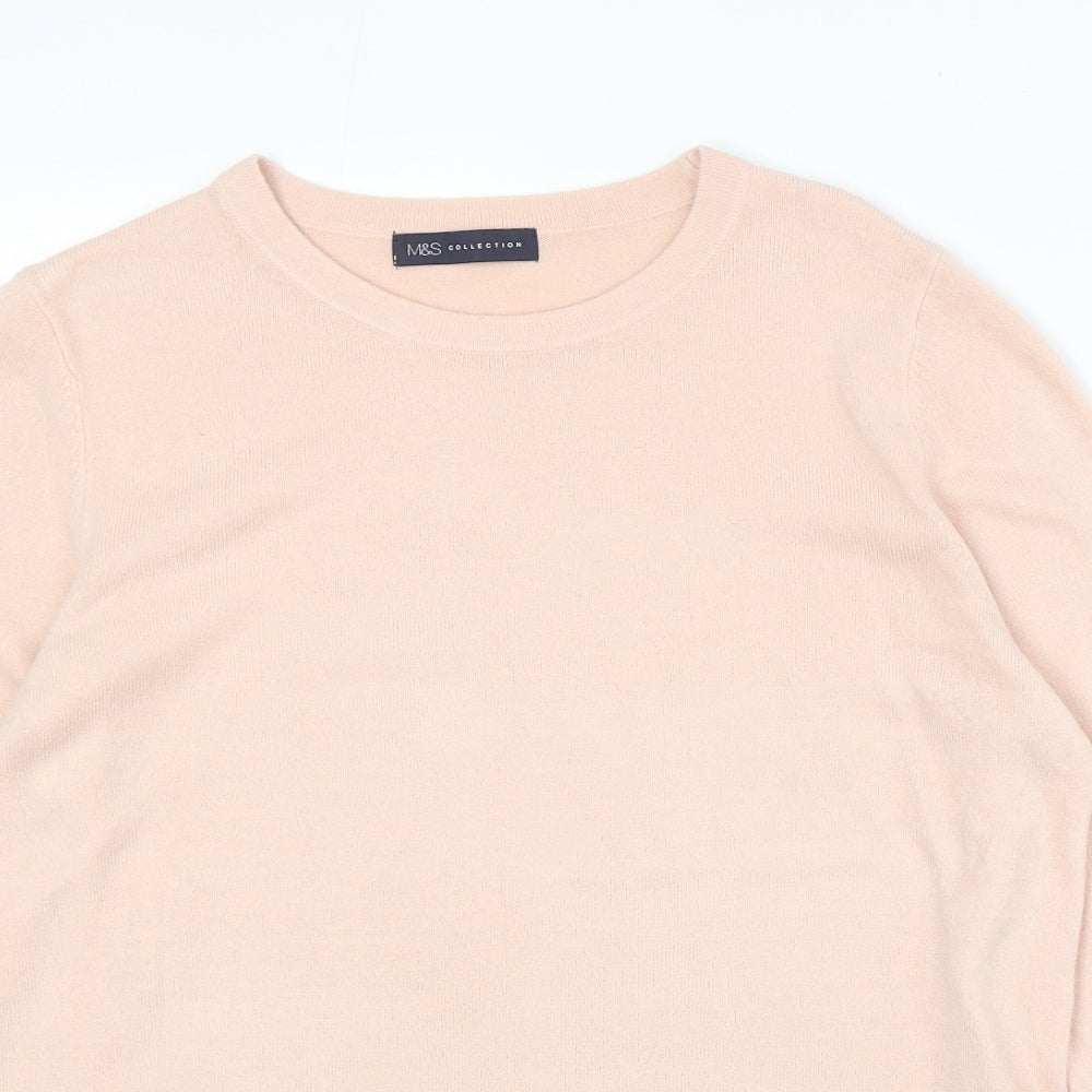 Marks and Spencer Womens Pink Round Neck Acrylic Pullover Jumper Size 14