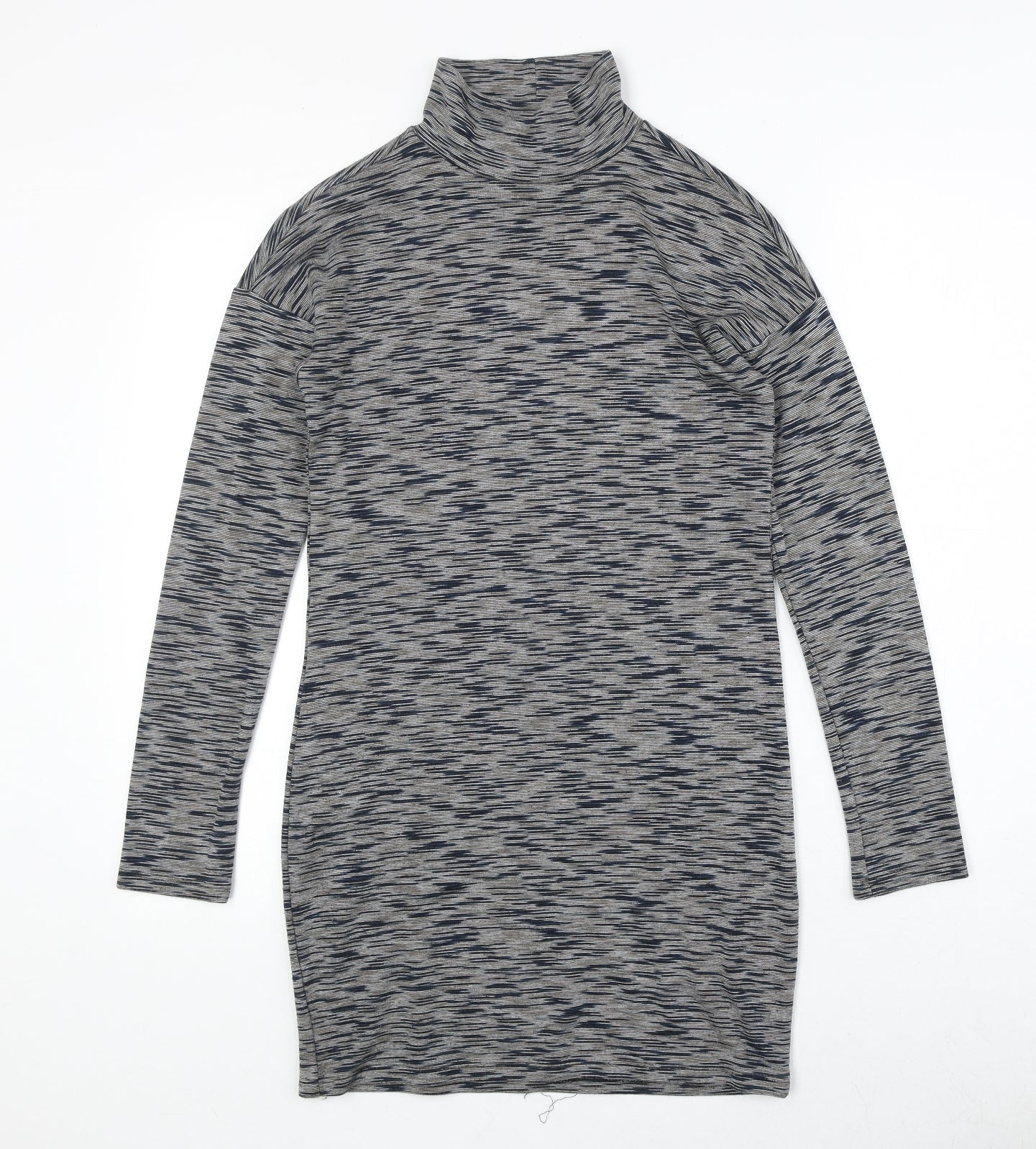 Topshop Womens Multicoloured Geometric Viscose Jumper Dress Size 8 High Neck Pullover