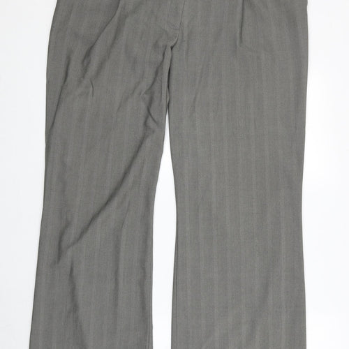 AMARANTO Womens Grey Striped Polyester Dress Pants Trousers Size 18 Regular Zip