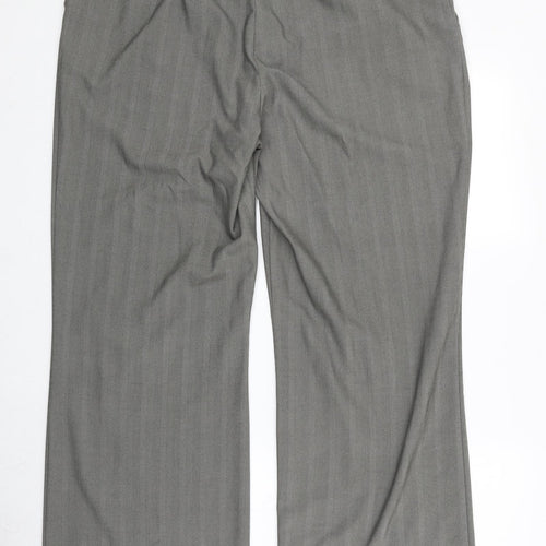 AMARANTO Womens Grey Striped Polyester Dress Pants Trousers Size 18 Regular Zip