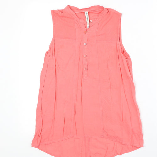 Aeropostal Womens Pink Viscose Basic Button-Up Size S V-Neck