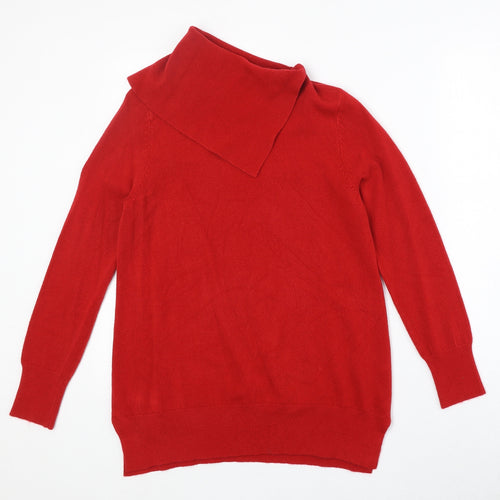 M&Co Womens Red Roll Neck Acrylic Pullover Jumper Size 12