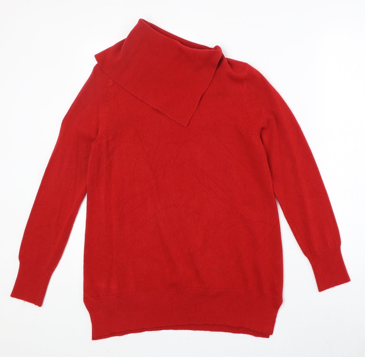 M&Co Womens Red Roll Neck Acrylic Pullover Jumper Size 12