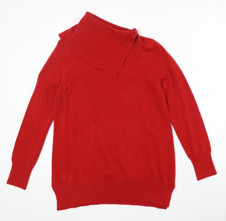 M&Co Womens Red Roll Neck Acrylic Pullover Jumper Size 12