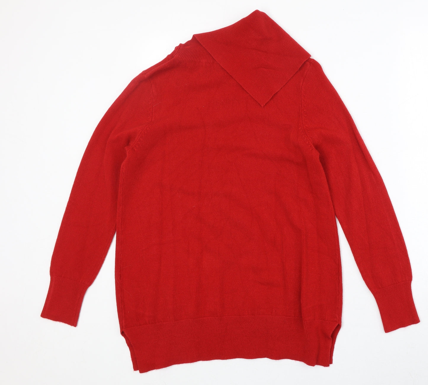 M&Co Womens Red Roll Neck Acrylic Pullover Jumper Size 12