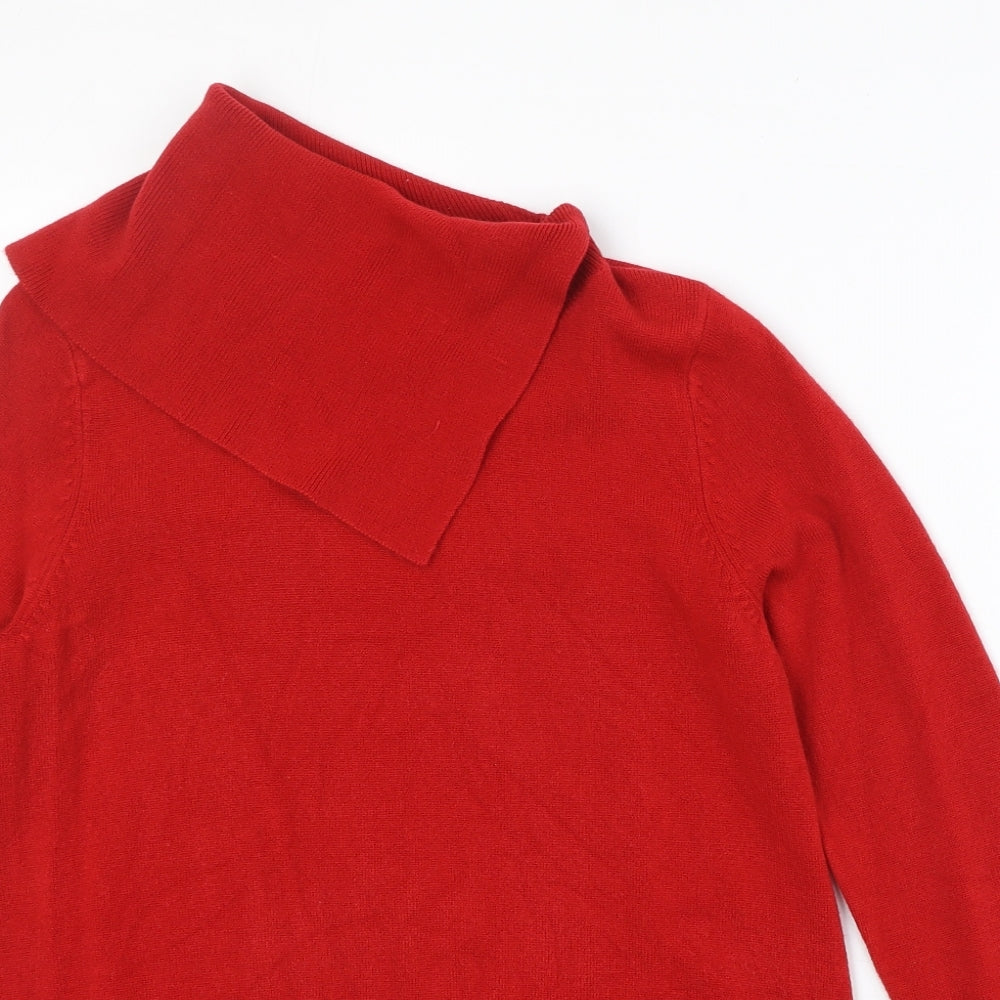 M&Co Womens Red Roll Neck Acrylic Pullover Jumper Size 12