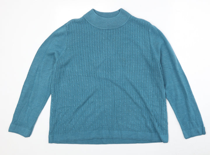 Bonmarché Womens Blue Round Neck Acrylic Pullover Jumper Size L