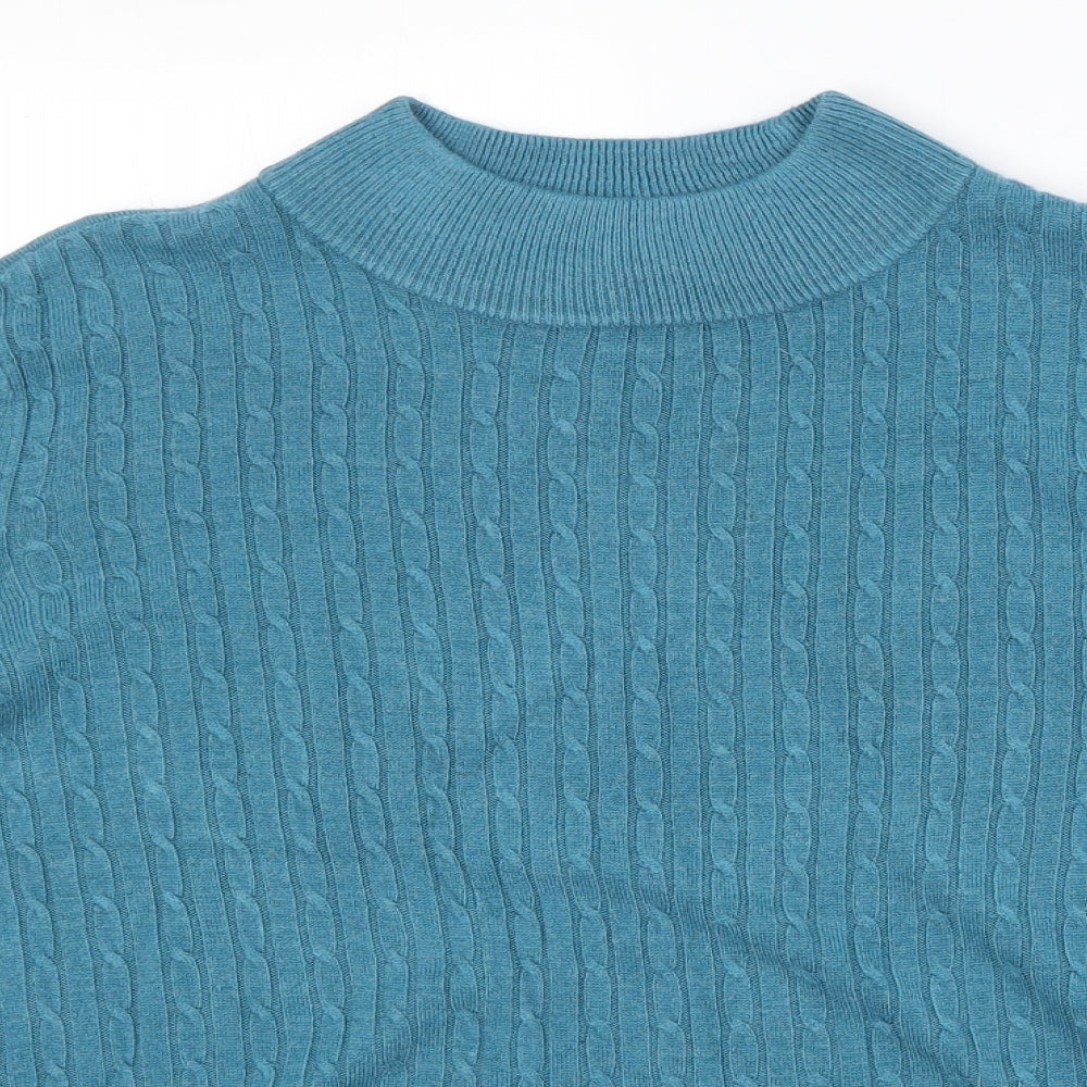 Bonmarché Womens Blue Round Neck Acrylic Pullover Jumper Size L