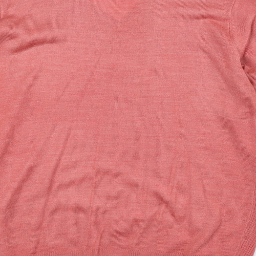 EWM Womens Pink V-Neck Acrylic Pullover Jumper Size M