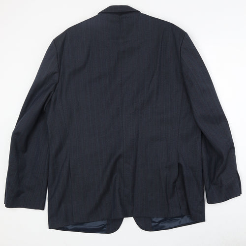 Greenwood Mens Blue Striped Polyester Jacket Suit Jacket Size 46 Regular