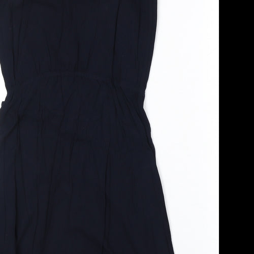 Jaquline de Young Womens Blue Polyester Fit & Flare Size 6 Round Neck Button