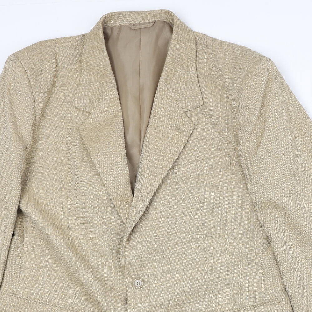 Jolliman Mens Beige Polyester Jacket Suit Jacket Size 42 Regular
