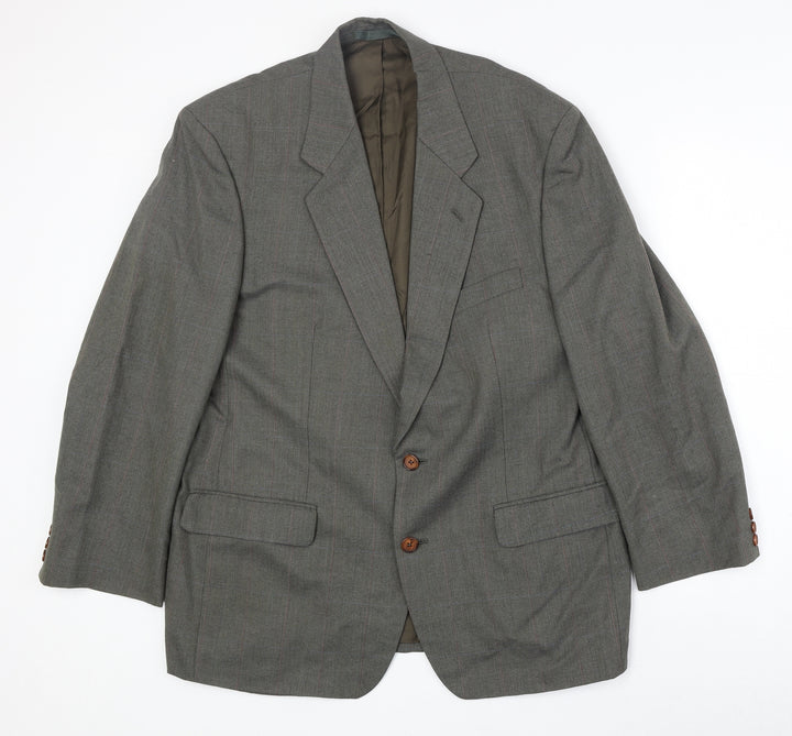 Marks and Spencer Mens Grey Check Polyester Jacket Suit Jacket Size 42 Regular