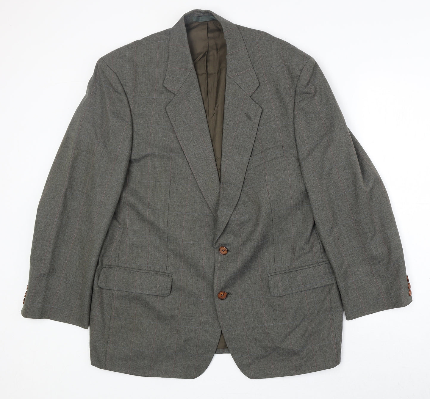 Marks and Spencer Mens Grey Check Polyester Jacket Suit Jacket Size 42 Regular