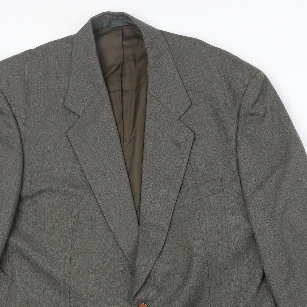 Marks and Spencer Mens Grey Check Polyester Jacket Suit Jacket Size 42 Regular
