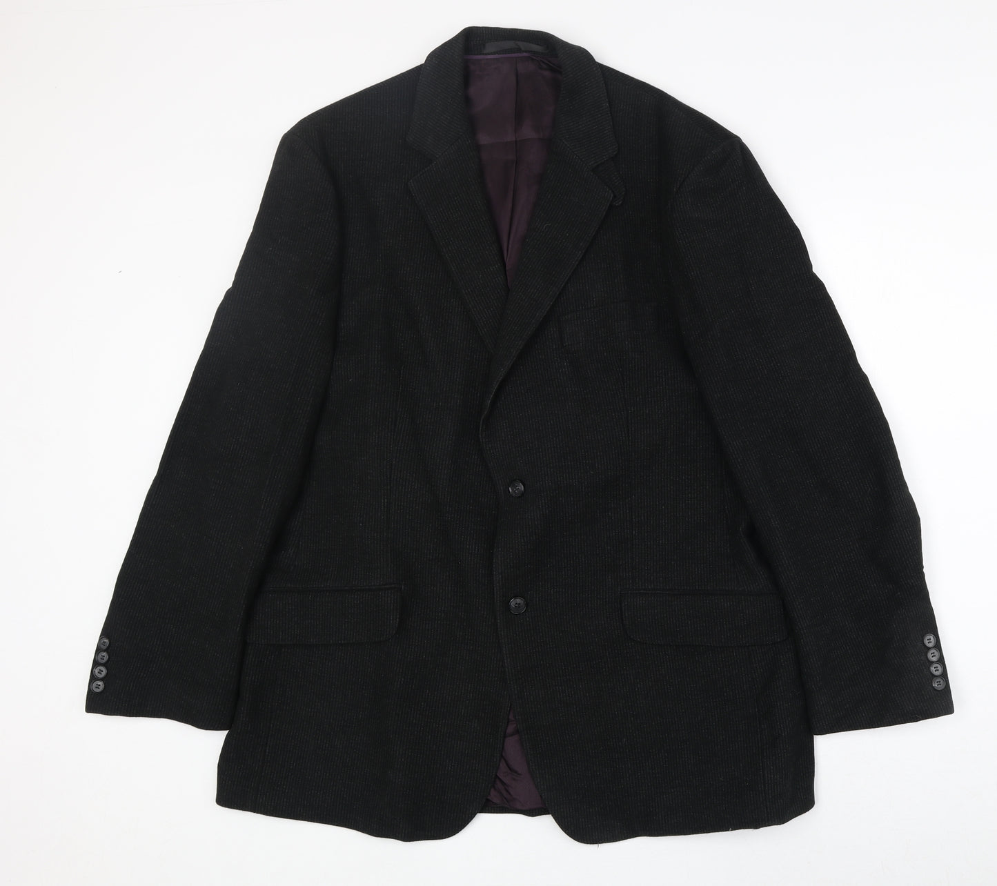 Marks and Spencer Mens Black Striped Cotton Jacket Suit Jacket Size 42 Regular