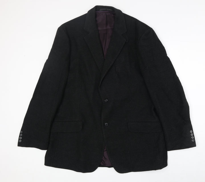 Marks and Spencer Mens Black Striped Cotton Jacket Suit Jacket Size 42 Regular