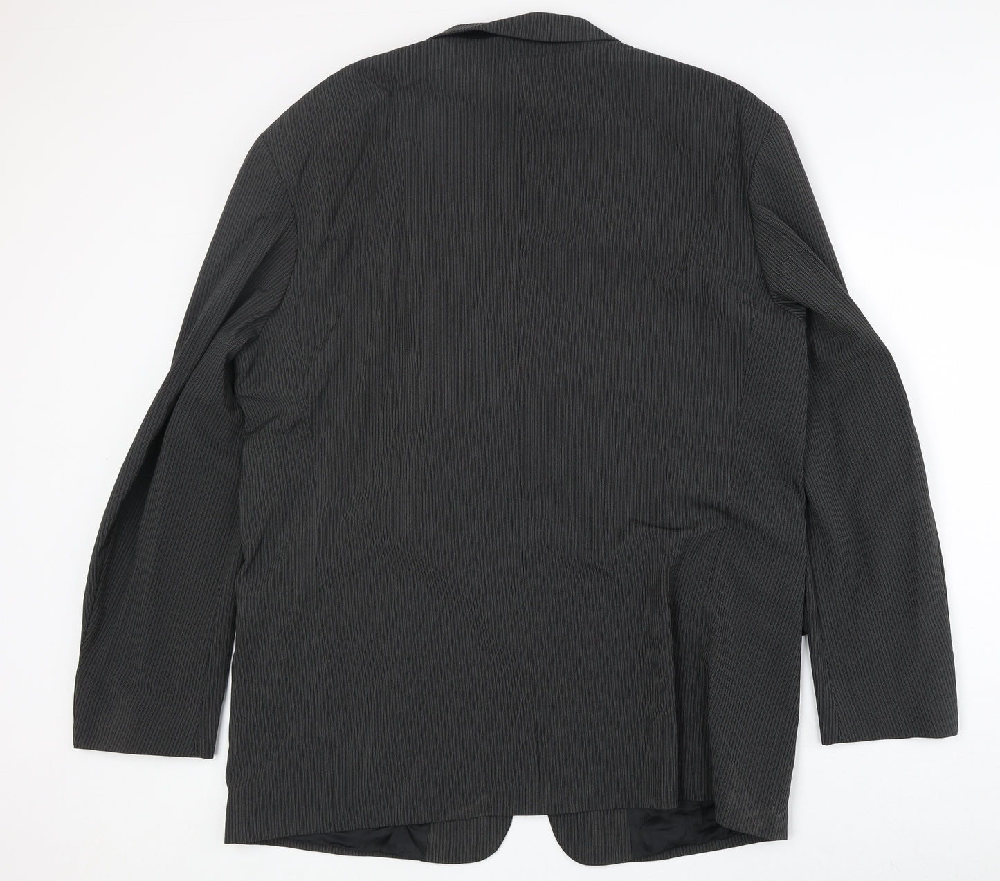 CC Mens Black Striped Polyester Jacket Suit Jacket Size 46 Regular