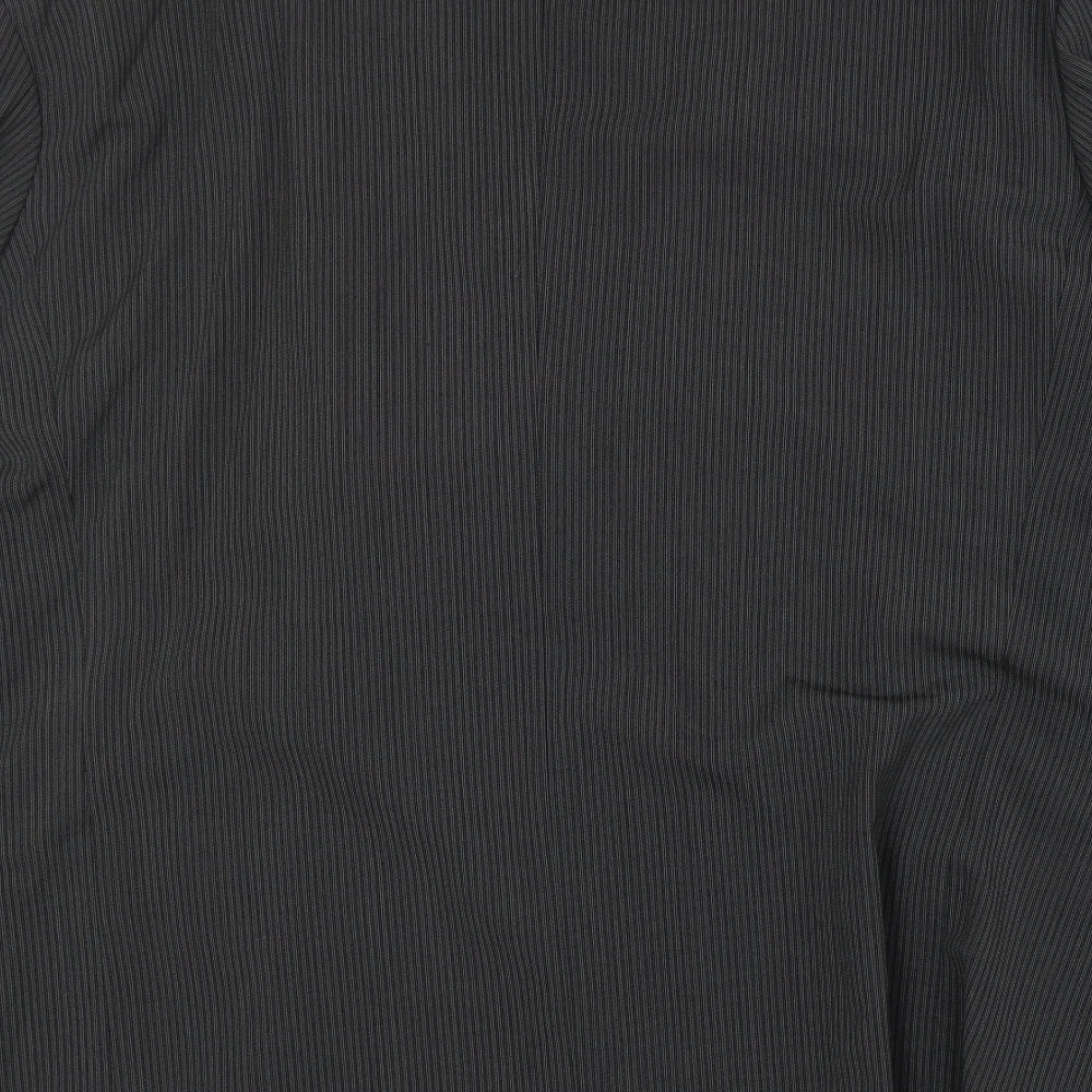 CC Mens Black Striped Polyester Jacket Suit Jacket Size 46 Regular