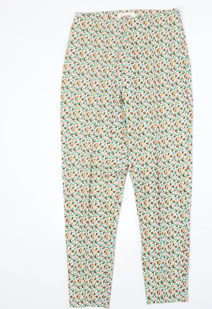 Louche Womens Multicoloured Geometric Polyester Trousers Size 8 Regular Zip